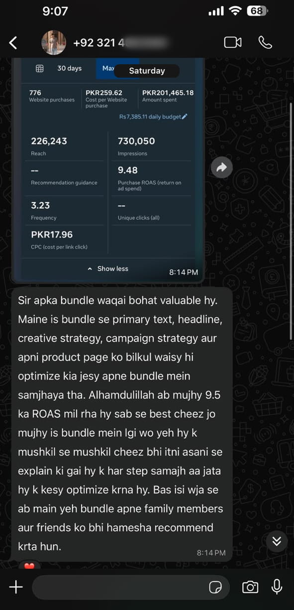 Student result screenshot from whatsapp